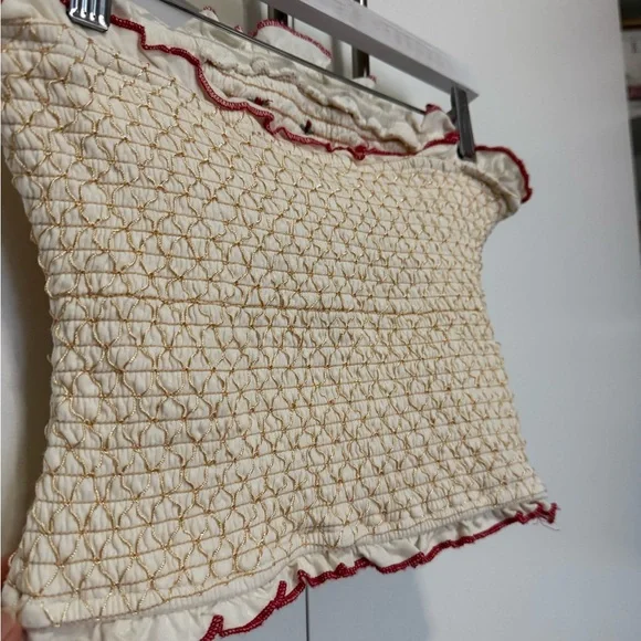 Free People Rose Bud Smocked Tube Top- XS - Picture 8 of 10